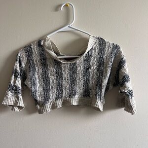 Grey and White Knit Top